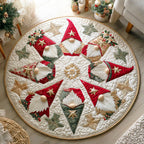 Gnome Lights Round Mat Rug - washable non-slip printed rug