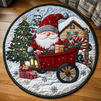 Gnome Noel Round Mat Rug - washable non-slip printed rug