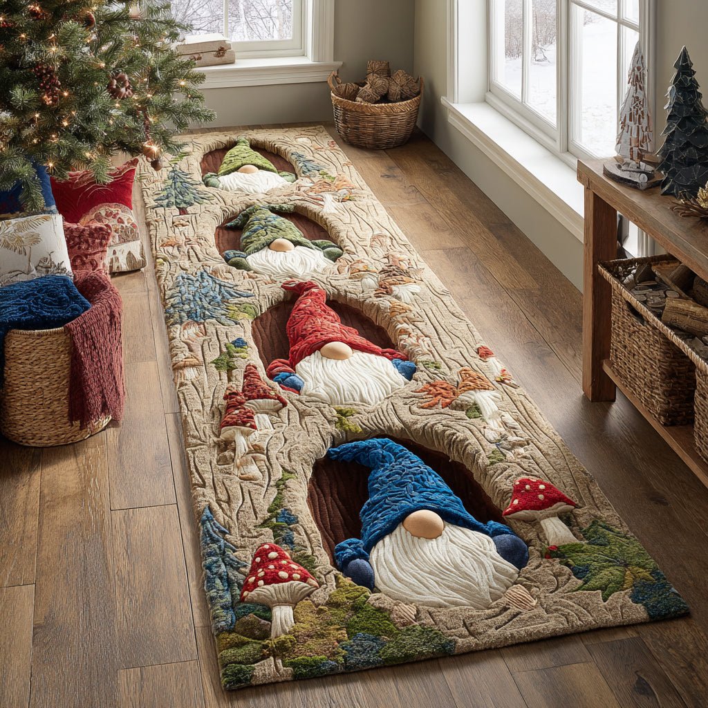 Gnome Parade Runner Carpet Runner Rug - Cute Pet Design | Animal Printed Runner Rug