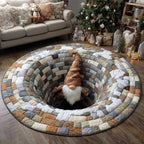 Gnome Portal Round Mat Rug - washable non-slip printed rug