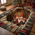Gnome Reads area rug in a living room