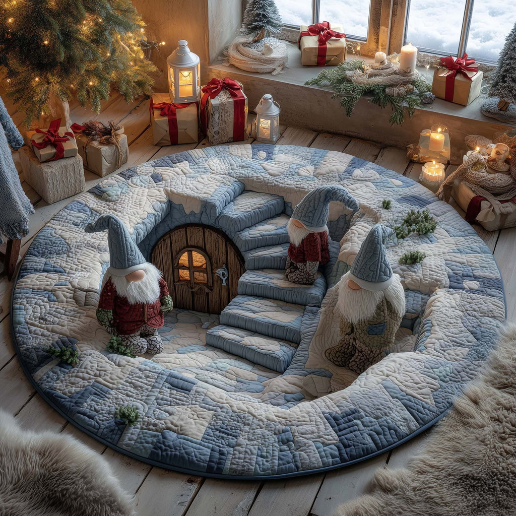 Gnome Snow Cave Round Mat Rug - Nature Design | Serene Home Decor