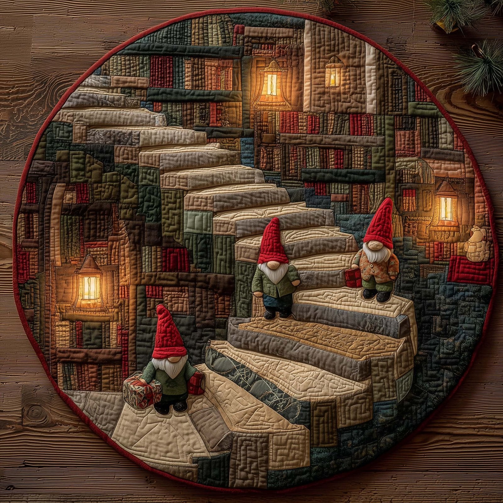 Gnome Spiral Library Round Mat Rug - Nature Design | Serene Home Decor