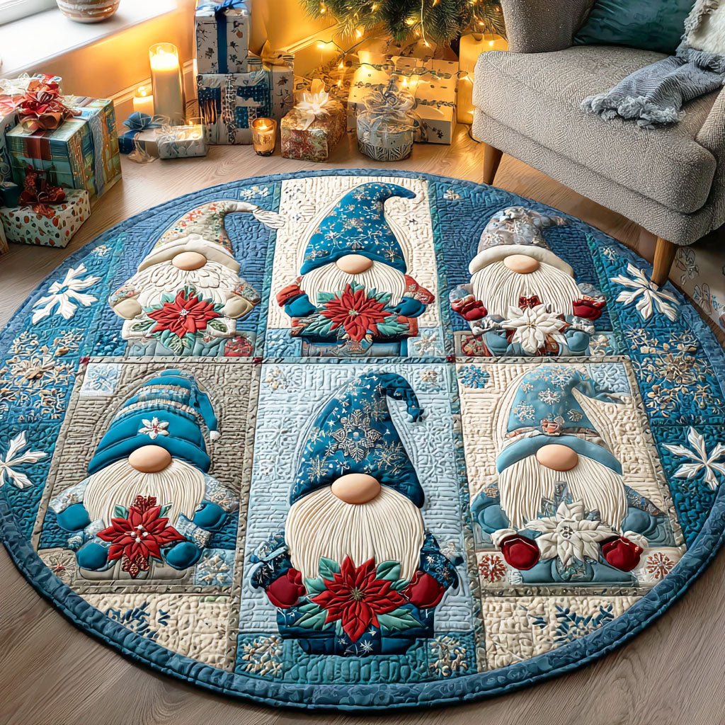 Gnome Spirit Round Mat Rug - washable non-slip printed rug