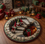 Gnome Stairs Round Mat Rug - washable non-slip printed rug
