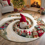 Gnome Surprise Round Mat Rug - washable non-slip printed rug