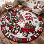 Gnome Sweet Gnome Round Mat Rug - Nature Design | Serene Home Decor - washable non-slip printed rug