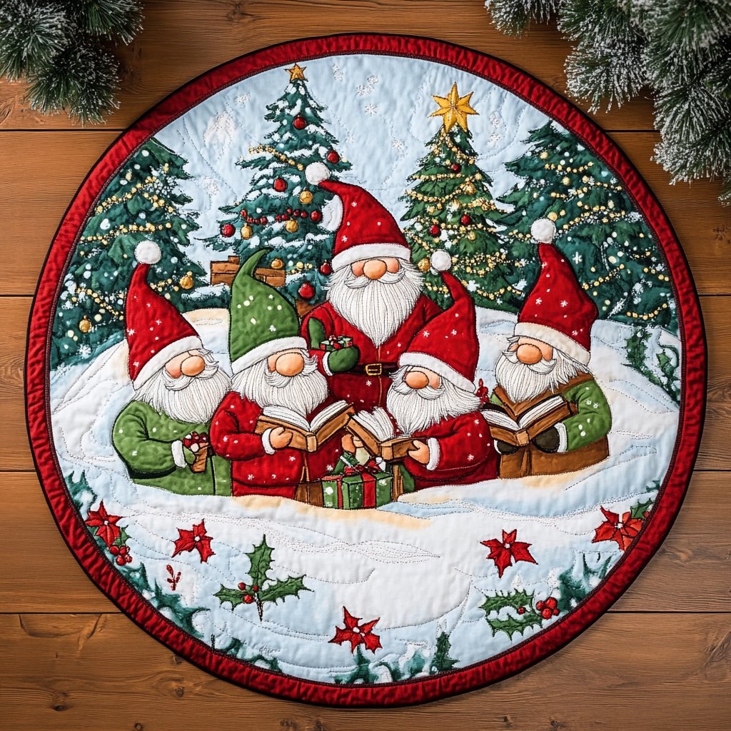 Gnome Sweet Gnome Round Mat Rug - washable non-slip printed rug