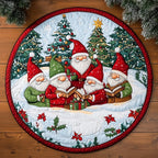 Gnome Sweet Gnome Round Mat Rug - washable non-slip printed rug