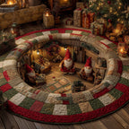Gnome Village Round Mat Rug - washable non-slip printed rug