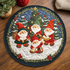 Gnome Winter Magic Round Mat Rug - washable non-slip printed rug