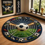 Goal Net Arena Soccer Round Mat Rug - washable non-slip printed rug