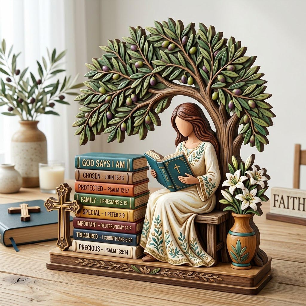 God Says I Am Chosen Tree wooden block, laser-cut 3-layer wood