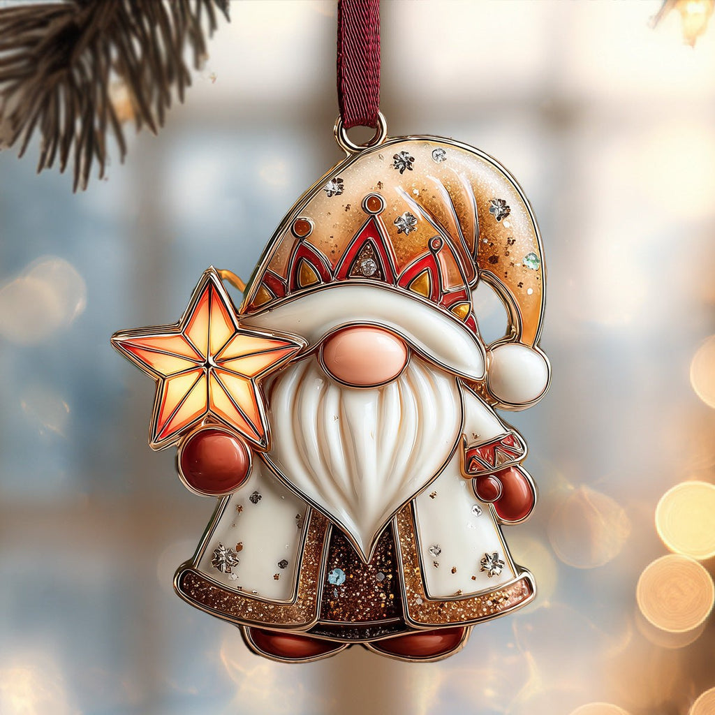 Golden Glow Gnome Christmas Ornament