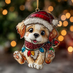 Golden Puppy Light Scarf Christmas Ornament