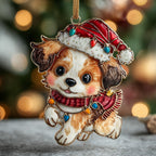 Santa Hat Puppy Sweater Christmas Ornament