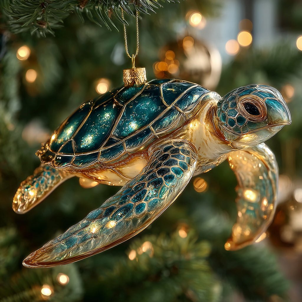 Golden Reef Turtle Christmas Ornament