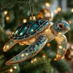Golden Reef Turtle Christmas Ornament
