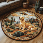Golden Abduction Round Mat Rug - washable non-slip printed rug
