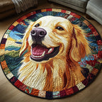 Golden Adventure Round Mat Rug - washable non-slip printed rug