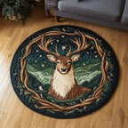 Golden Antlers Round Mat Rug - Nature Design | Serene Home Decor