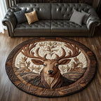 Golden Antlers Round Mat Rug - washable non-slip printed rug