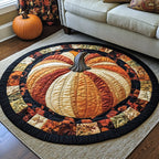 Golden Bliss Round Mat Rug - washable non-slip printed rug