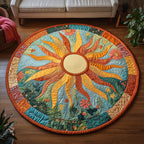 Golden Bloom Round Mat Rug - Nature Design | Serene Home Decor