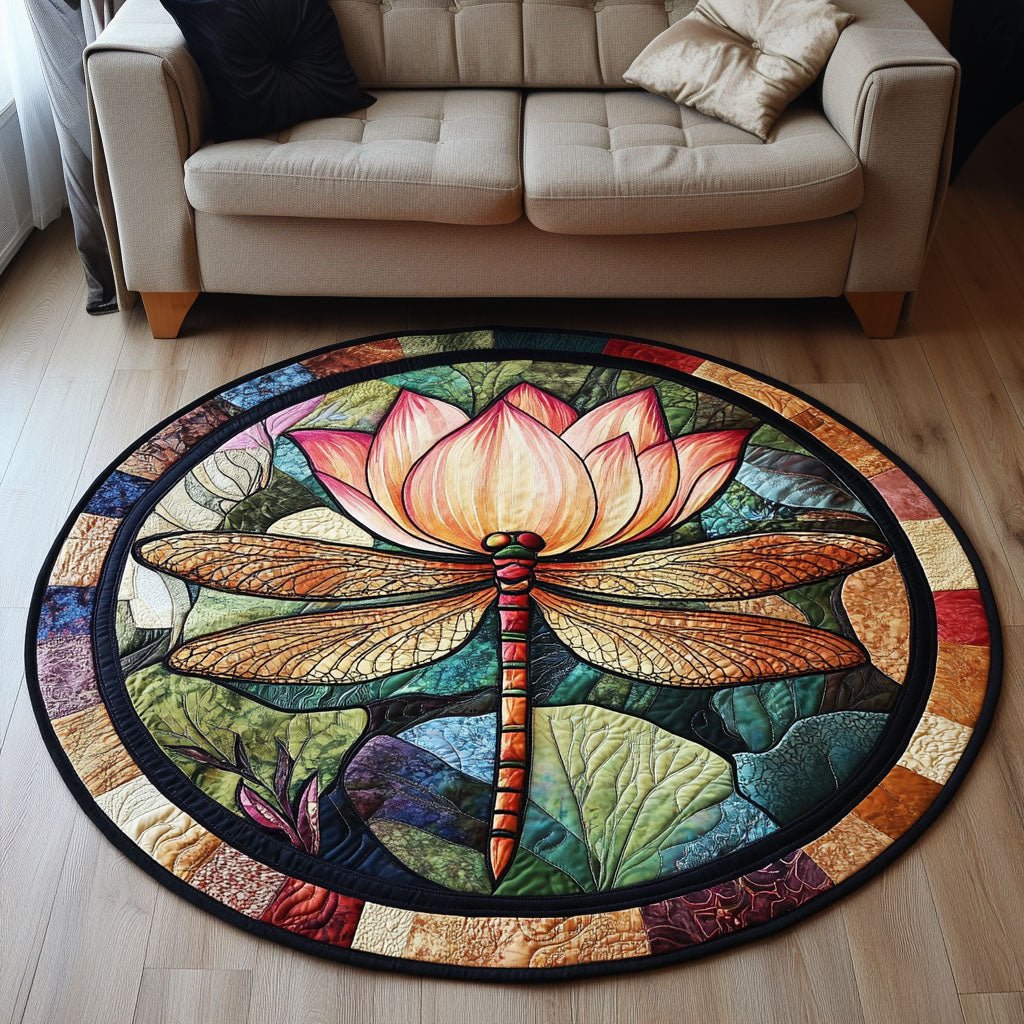 Golden Bloom Round Mat Rug - Nature Design | Serene Home Decor