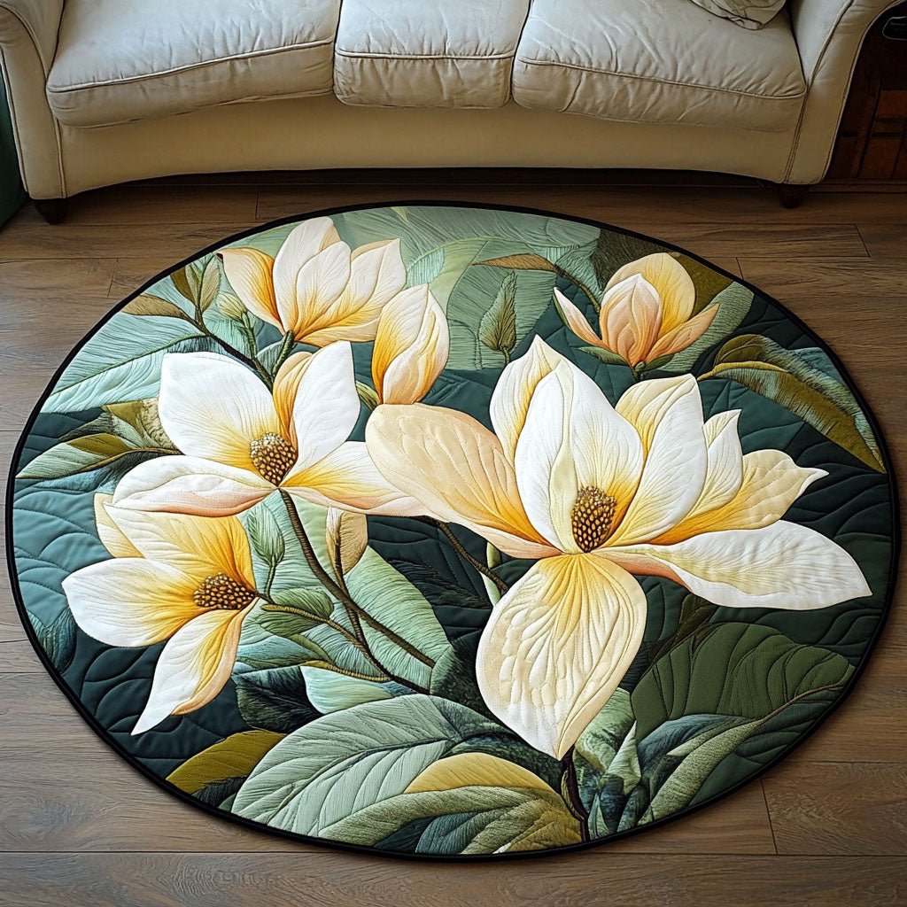 Golden Bloom Round Mat Rug - Nature Design | Serene Home Decor