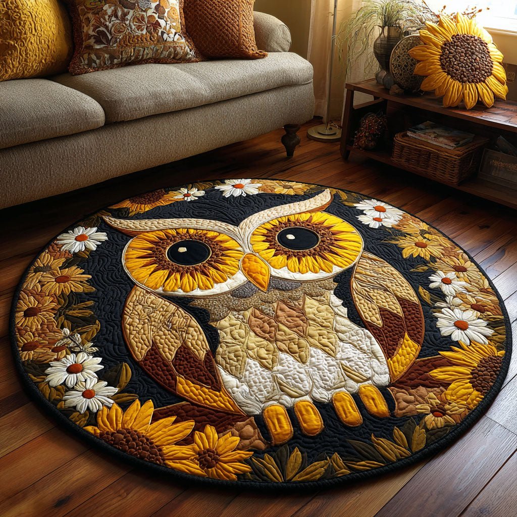Golden Bloom Round Mat Rug - washable non-slip printed rug
