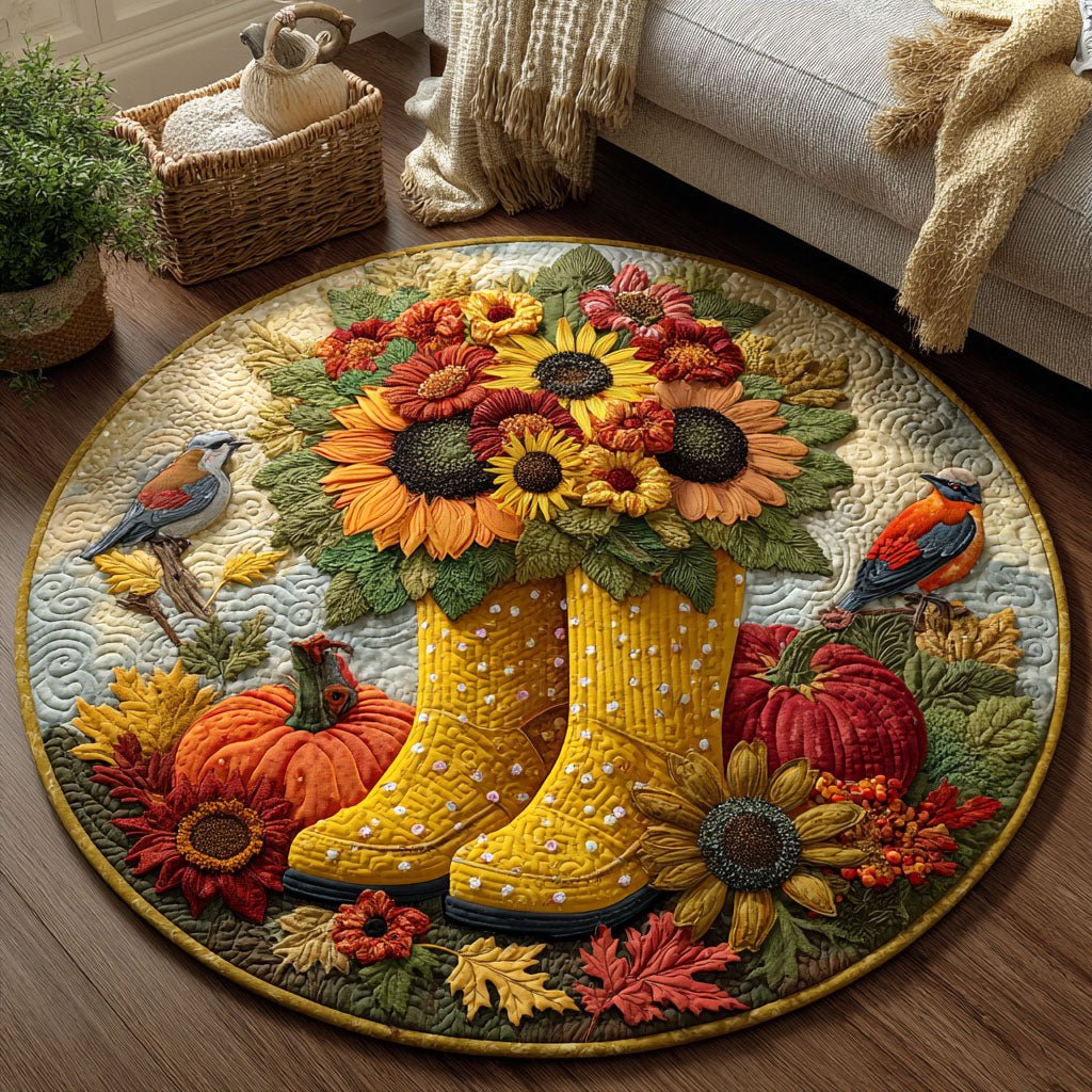 Golden Boots of Fall Round Mat Rug - Nature Design | Serene Home Decor