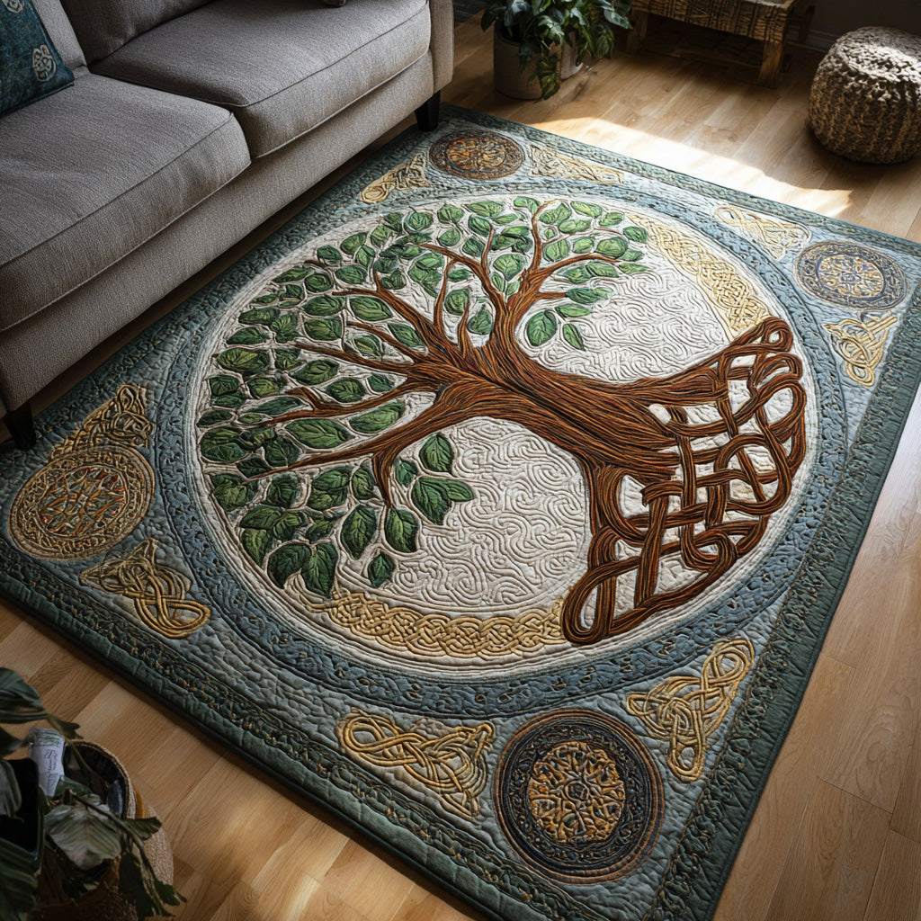 Golden Branches area rug in a living room