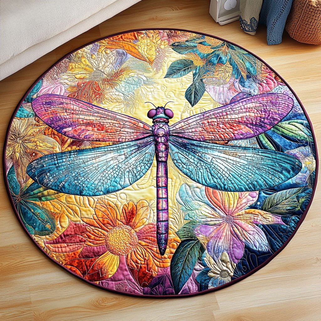 Golden Breeze Round Mat Rug - washable non-slip printed rug