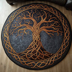 Golden Canopy Round Mat Rug - Nature Design | Serene Home Decor