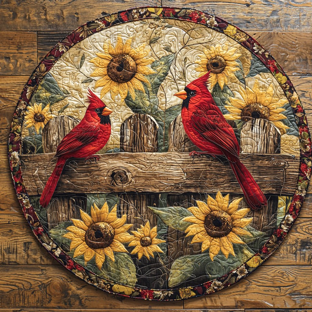 Golden Cardinal Round Mat Rug - washable non-slip printed rug