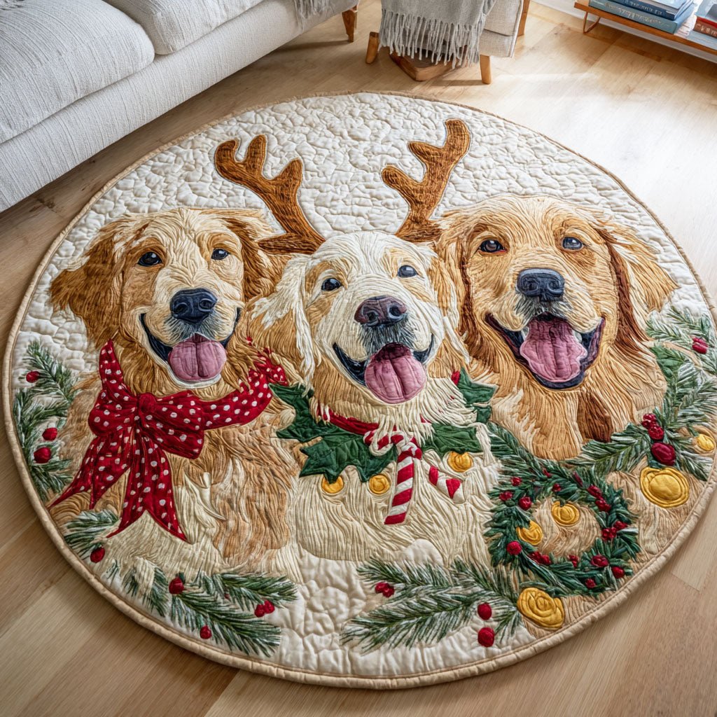 Golden Carol Round Mat Rug - Nature Design | Serene Home Decor