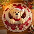 Golden Carol Round Mat Rug - washable non-slip printed rug