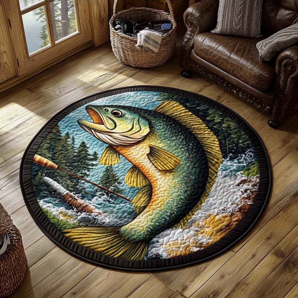 Golden Catch Round Mat Rug - Cute Pet Design | Animal Printed Home Decor