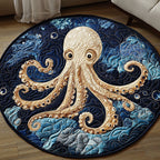 Golden Deep Sea Round Mat Rug - washable non-slip printed rug
