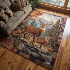 Golden Deer area rug in a living room