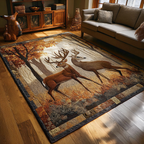 Golden Deer area rug in a living room