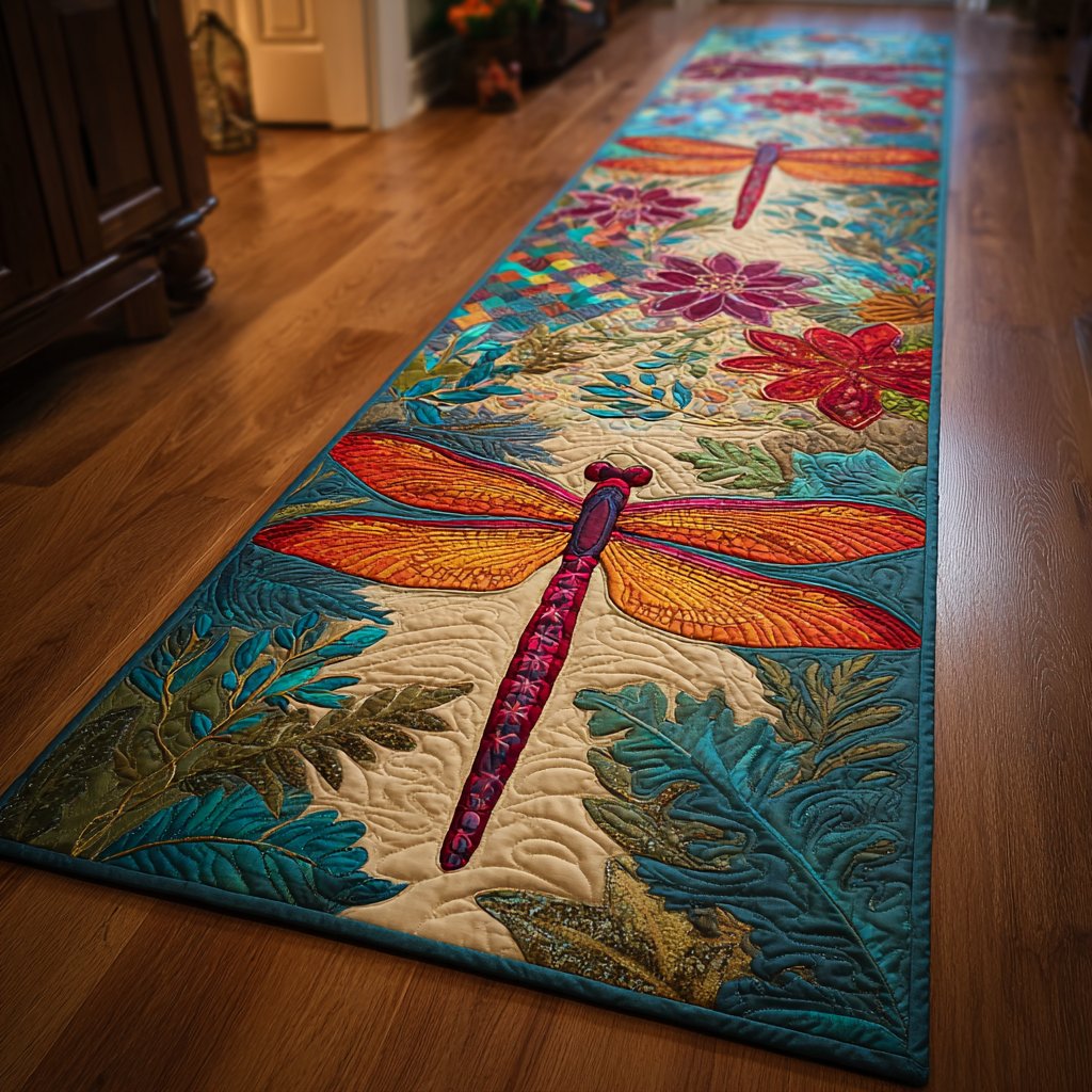 Golden Dragonfly Runner Carpet Runner Rug - Cute Pet Design | Animal Printed Runner Rug