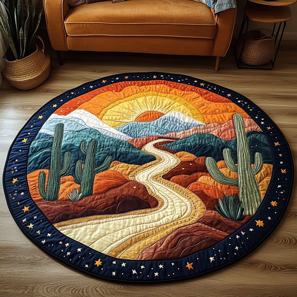 Golden Dunes Round Mat Rug - washable non-slip printed rug