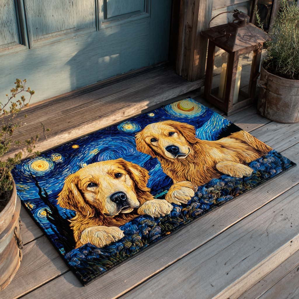Golden Duo Stars Doormat - Nature Design | Printed Welcome Doormat