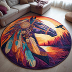 Golden Dust Ride Round Mat Rug - washable non-slip printed rug