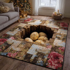 Golden Easter Eggs area rug in a living room