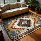Golden Echo area rug in a living room