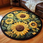 Golden Ensemble Round Mat Rug - washable non-slip printed rug