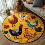 Golden Farmyard Round Mat Rug - washable non-slip printed rug